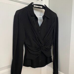 Zara Open Back Button Up Shirt
